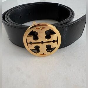 Tory Burch Logo Black Belt w. Gold accent Buckle size L